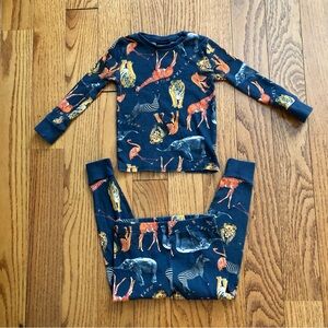 H&M Wild Animals Safari 100% Cotton Navy Blue Pajama Set Toddler Boy’s Size 4T